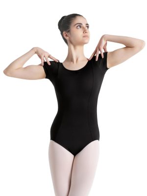 Studio Collection Dual Pinch Cap Sleeve Leotard With Princess Seams